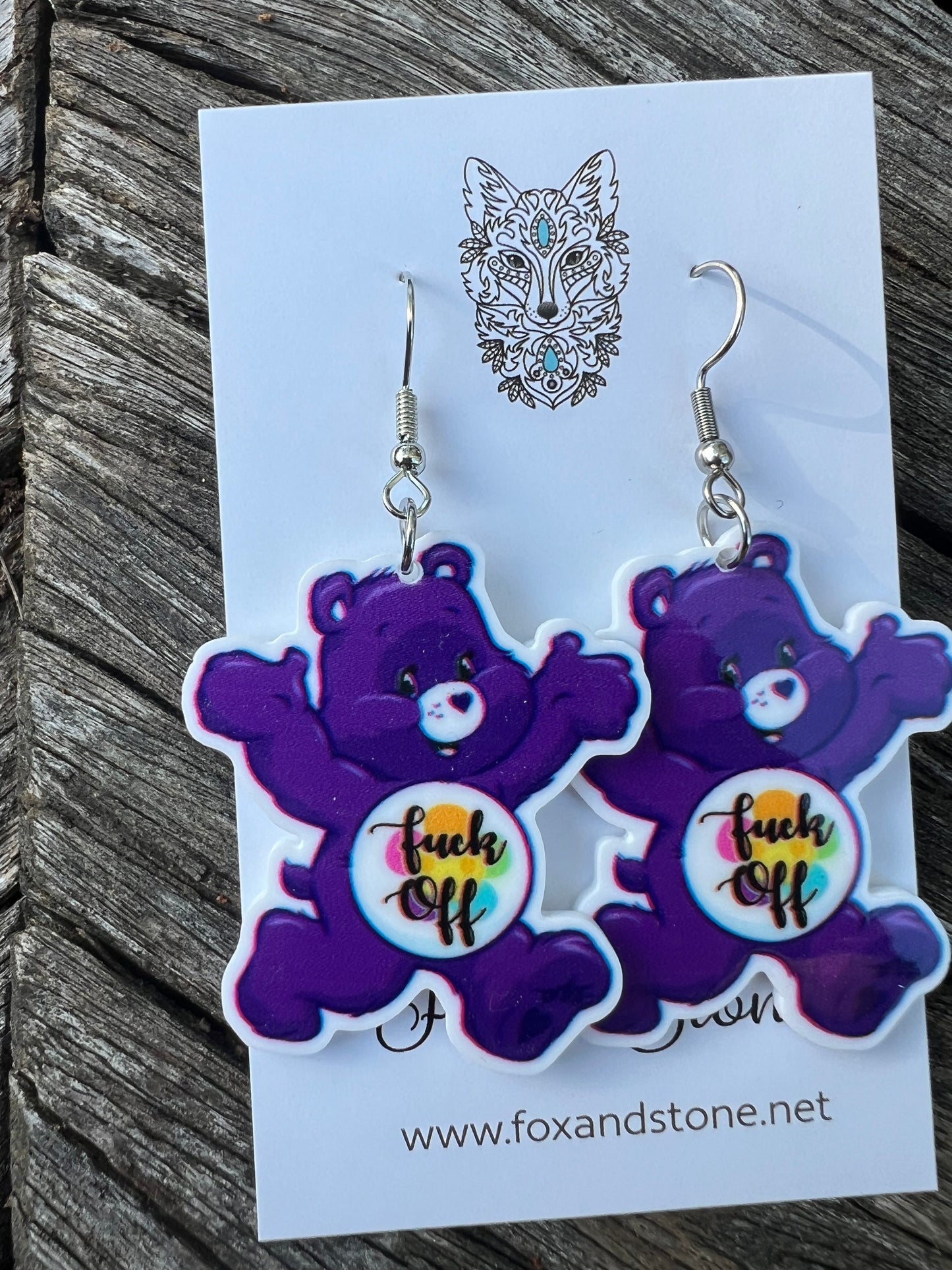 F Off Naughty Bear Earrings