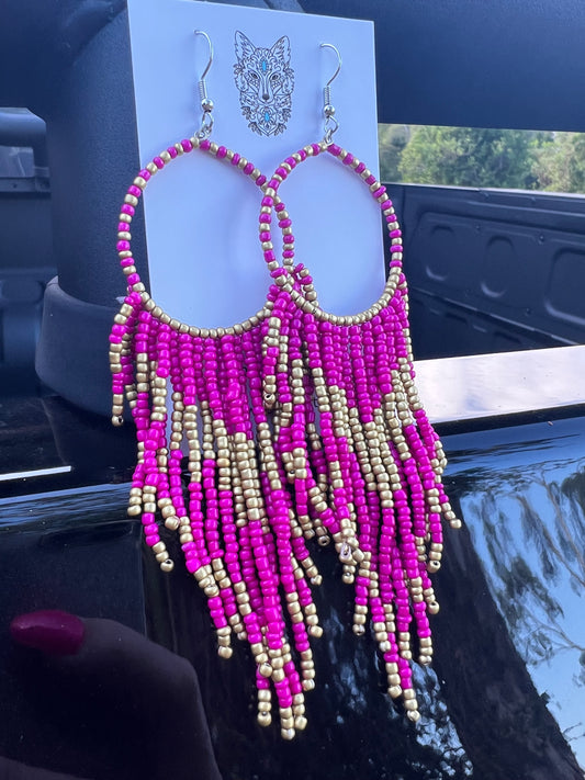Gorgeous Hoop Beaded Dangle Earrings