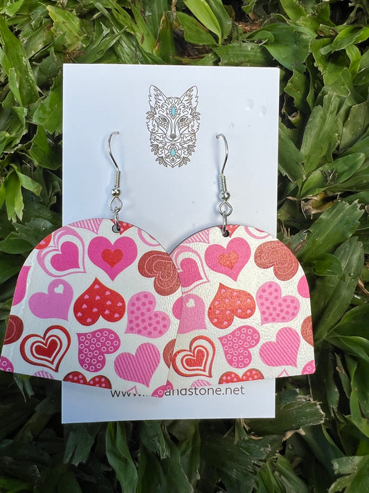 MBeautiful Wood Pink Heart Earrings