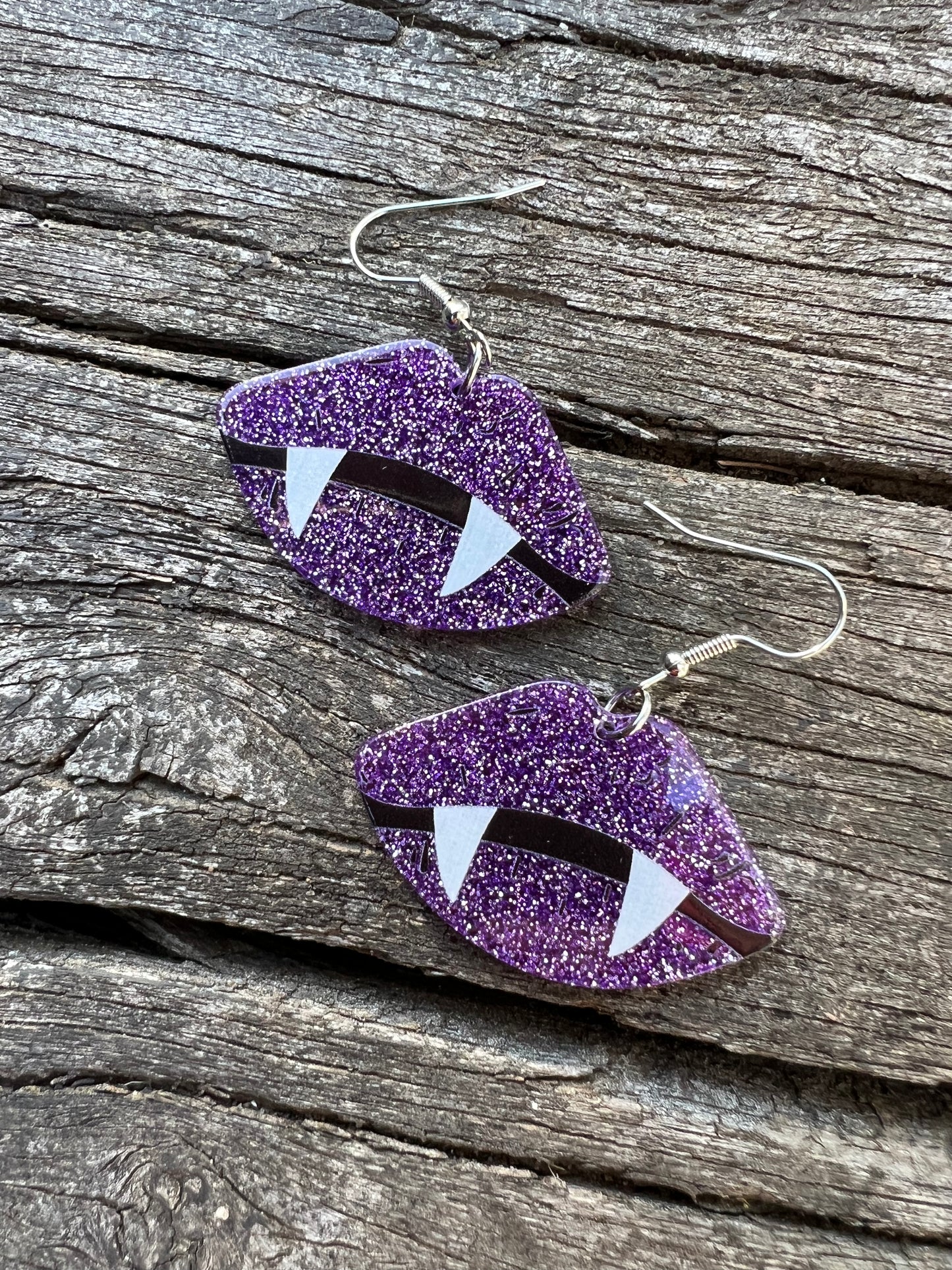 Glitter Fangs Halloween Earrings