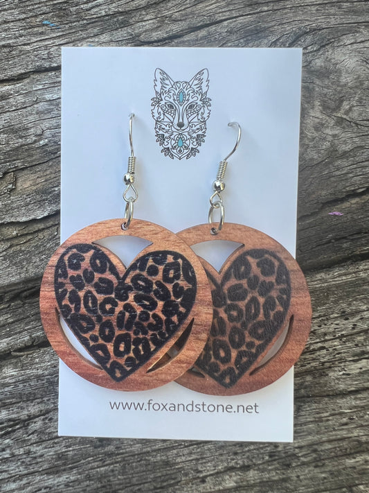 Tiger Print Round Dangle Earrings
