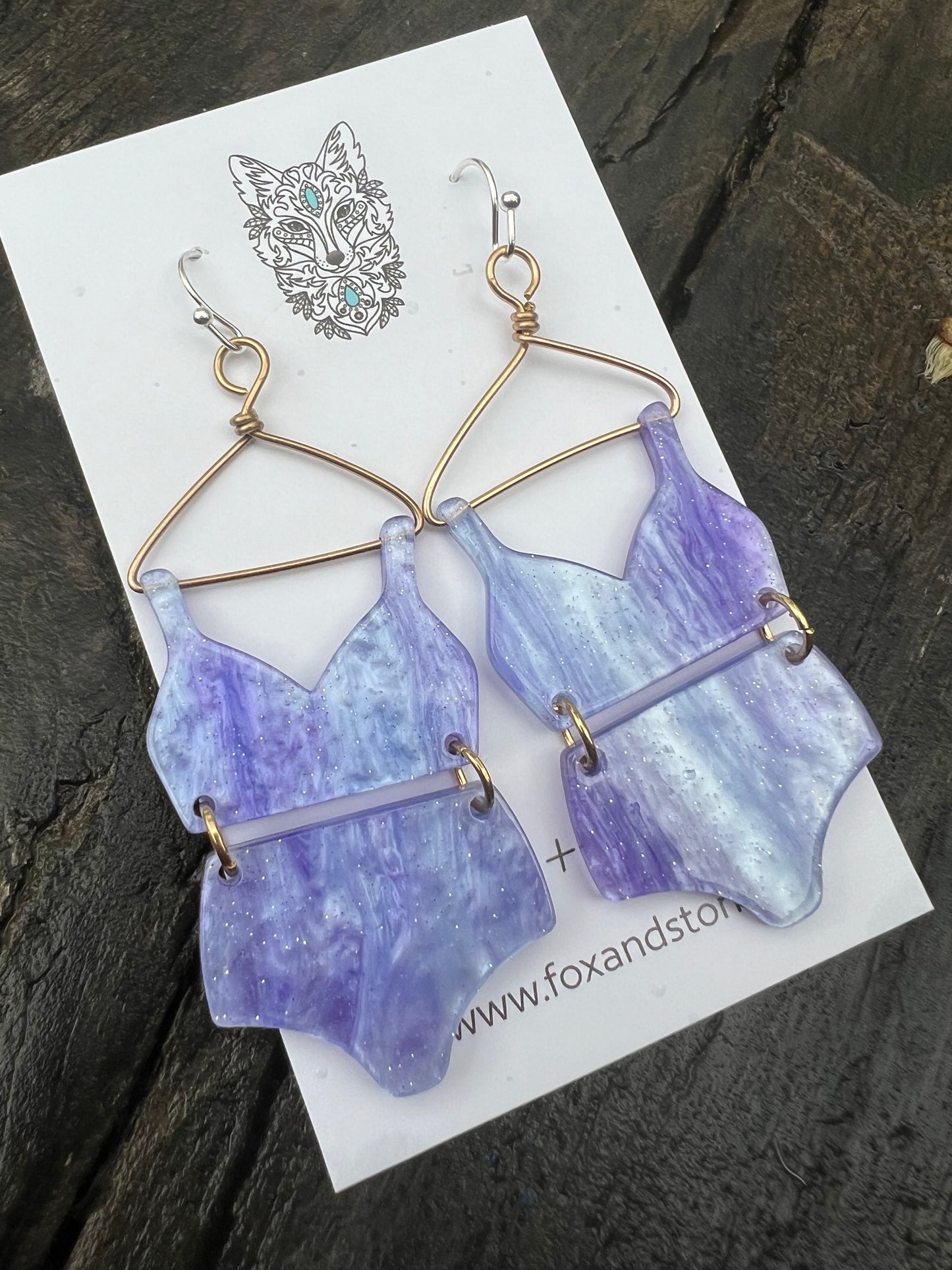 Stunning Purple Shimmer Bikini Earrings