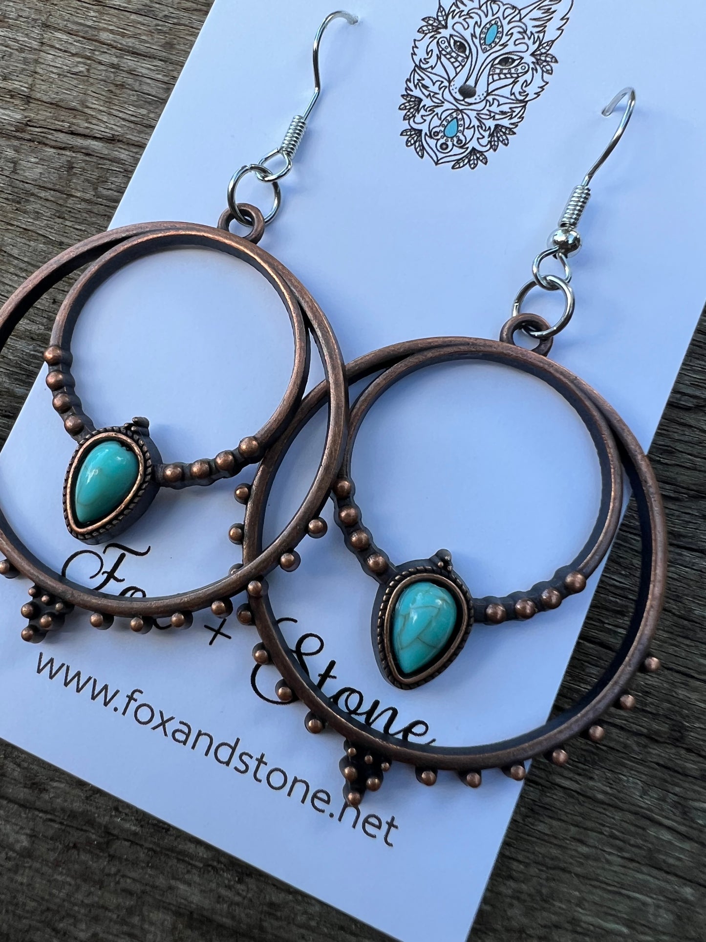 Big Bronze Dyed Turquoise Earrings