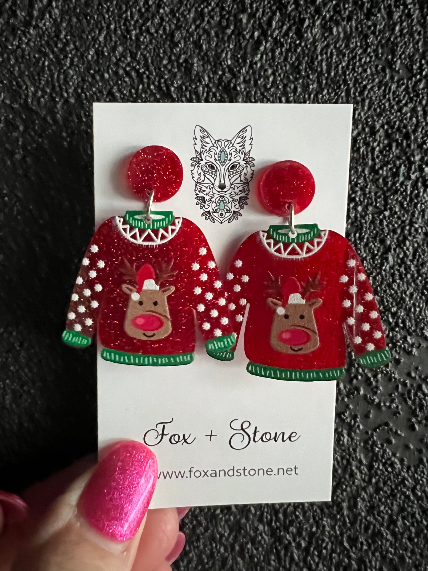 Rudolf Sweater Xmas Earrings