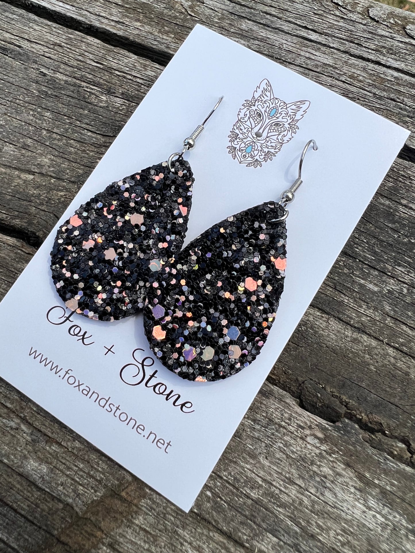 Black Fleck Shimmer Sequin Earrings
