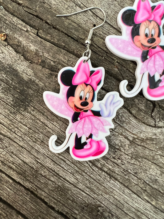 Pink Fairy Mouse Earrings