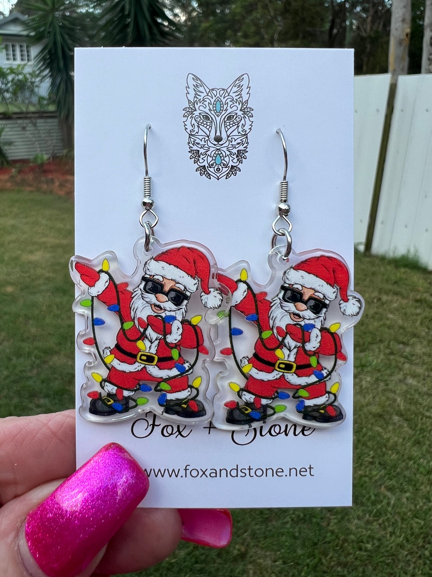 Cool Santa With Lights Christmas Earrings