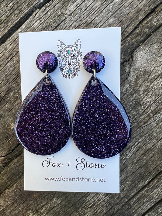 Grape Ape Glitter Delights Resin Earrings