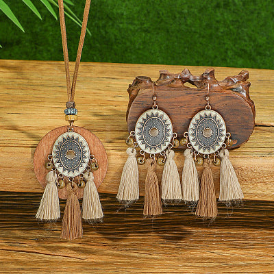 Bohemian Tassle Pendant Earring Set