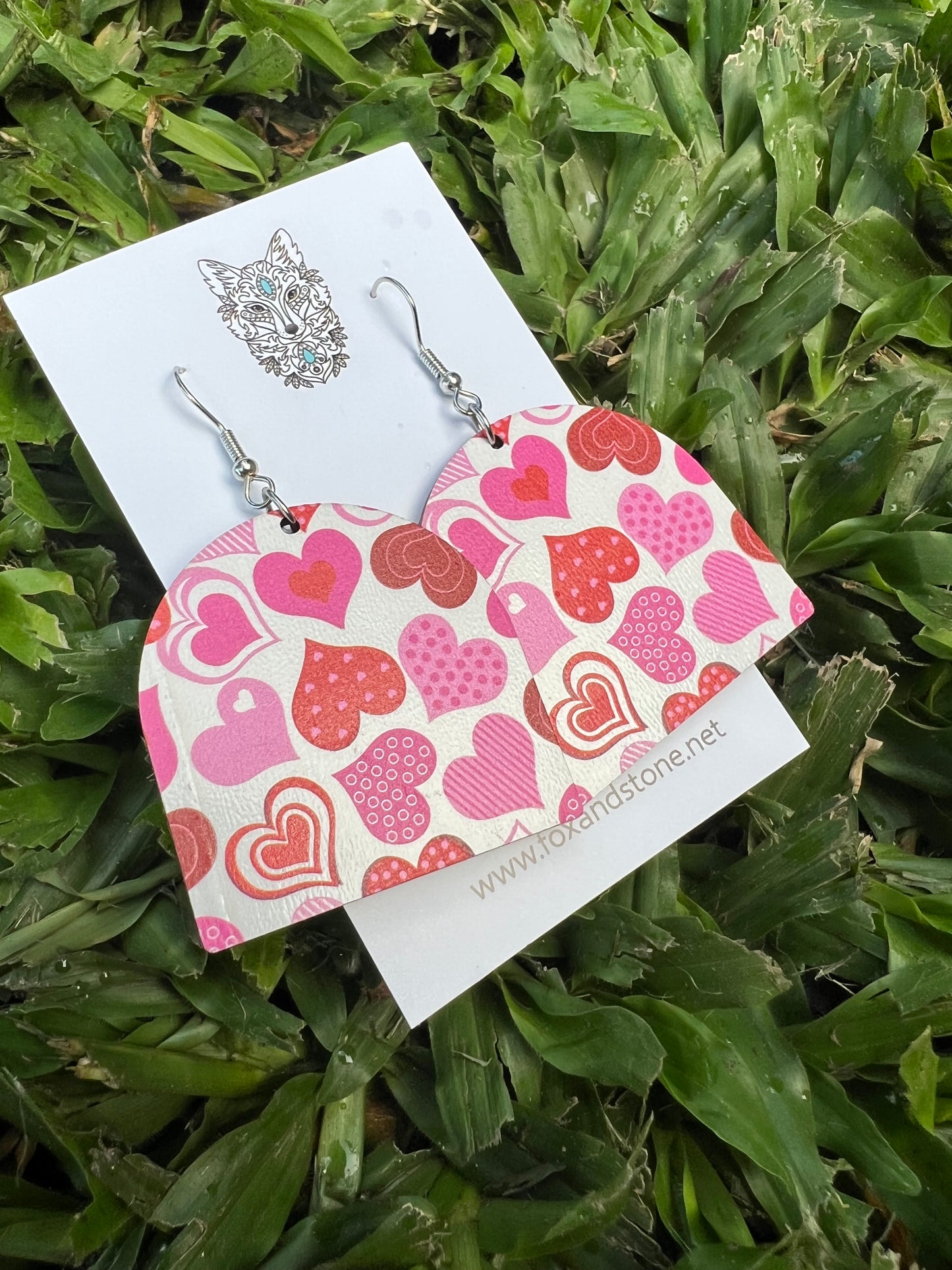 MBeautiful Wood Pink Heart Earrings