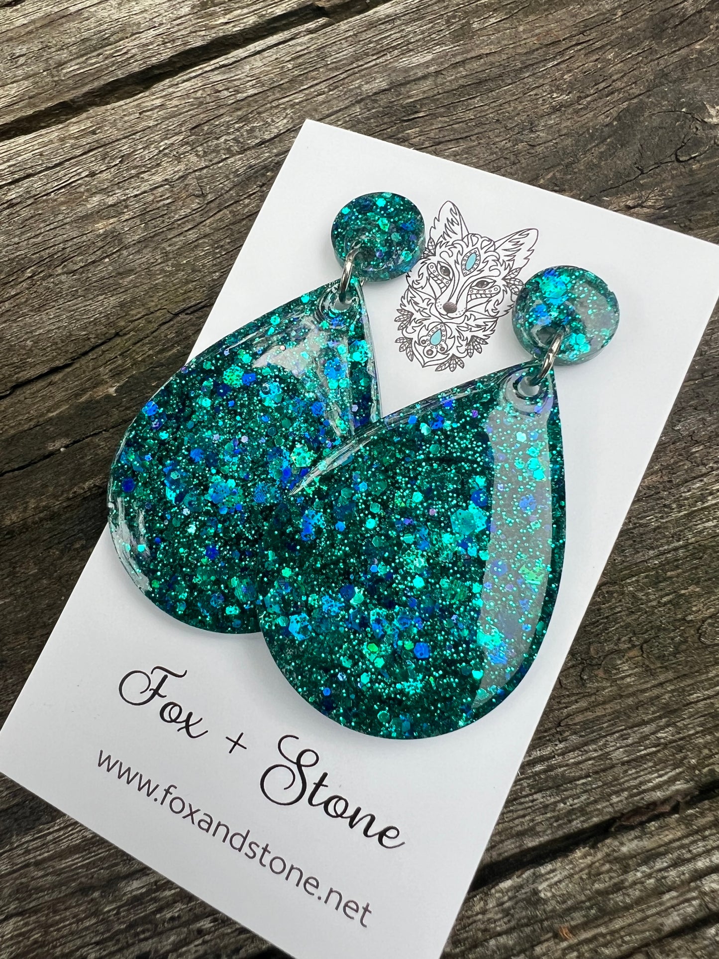 Teal Glitter Delights Resin Earrings