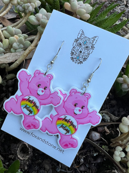 F#ck Your Feelings Bear Plannar Earrings