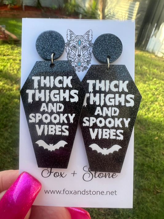 Thick Thighs Spooky Vibes Earrings