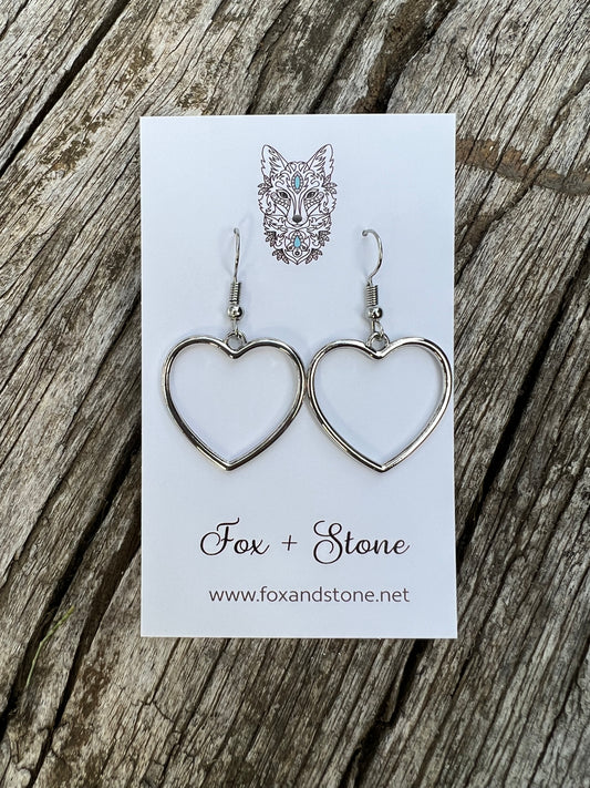 Beautiful Pair of Silver Hearts Dangles