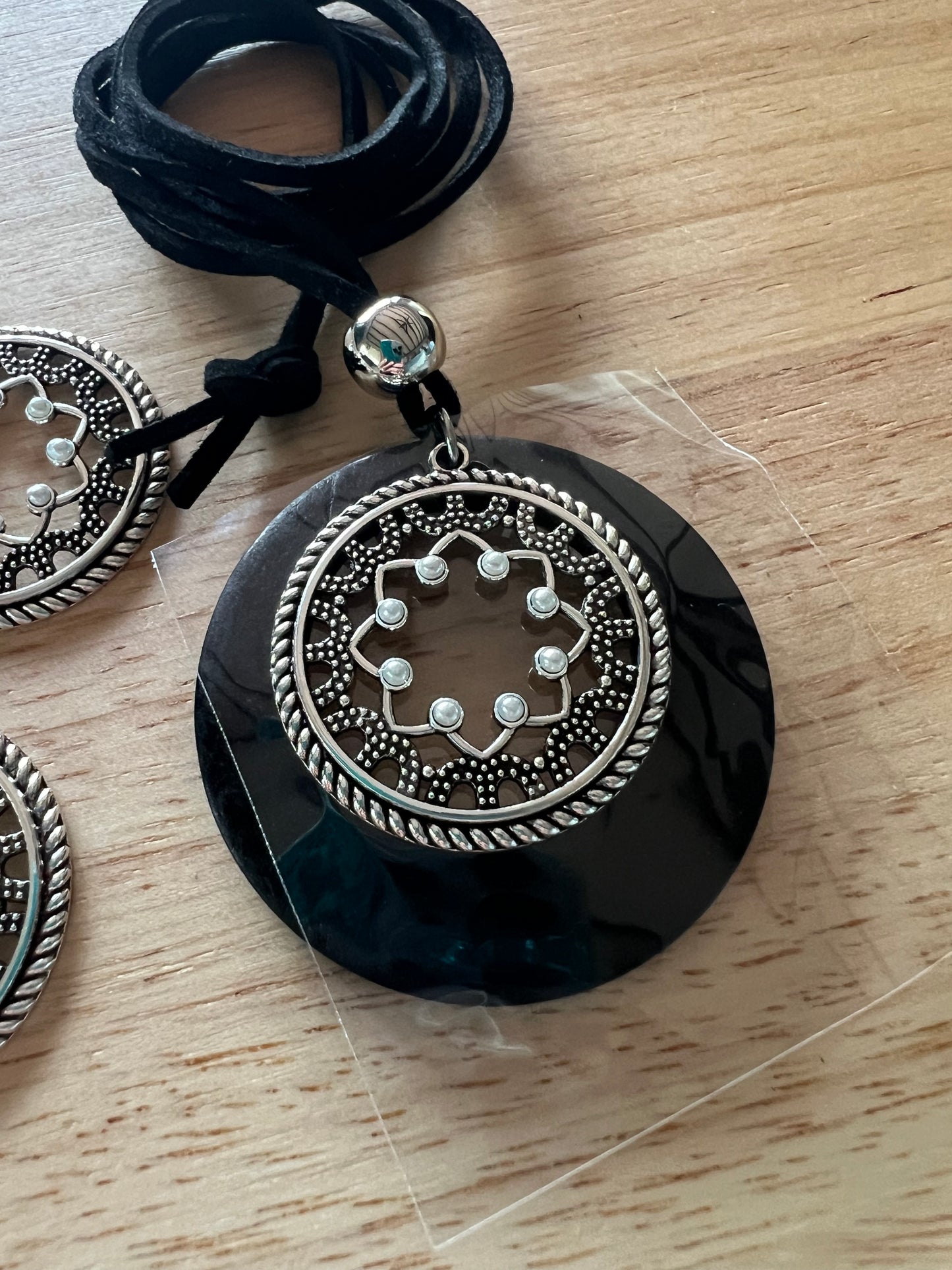 Boho Mandala Pendant Earring Set