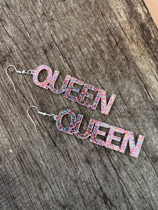 Confetti QUEEN Dangle Earrings