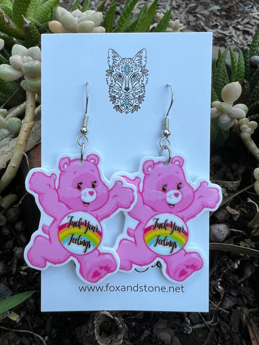 F#ck Your Feelings Bear Plannar Earrings