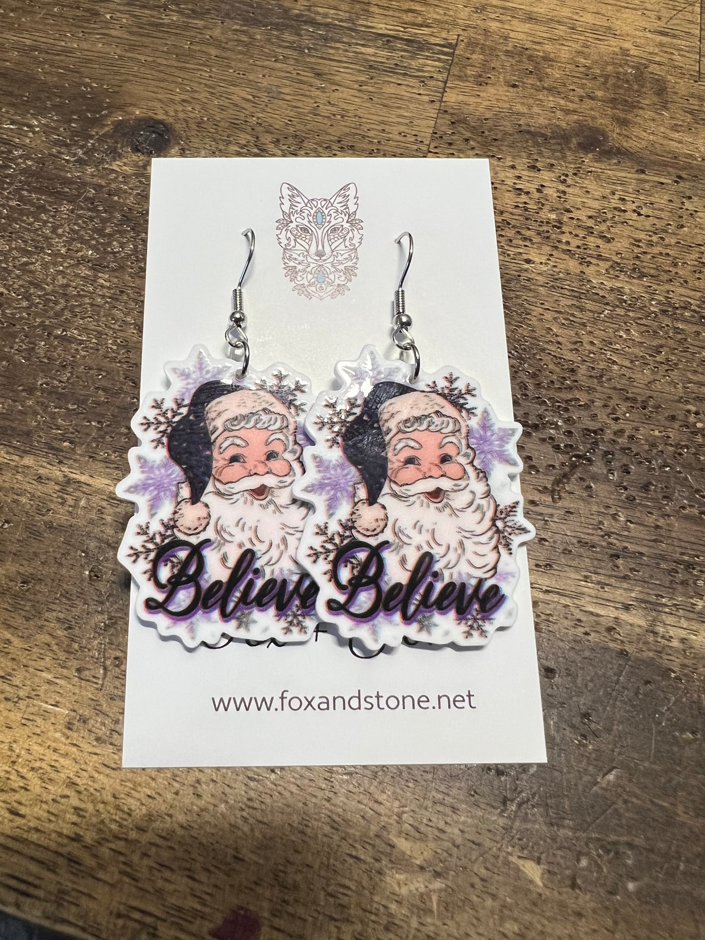 Santa Believe Purple Earrings