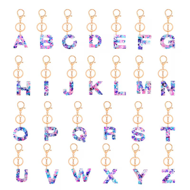 Pretty Resin Initial Keychain