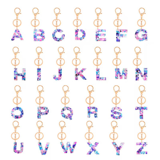 Pretty Resin Initial Keychain