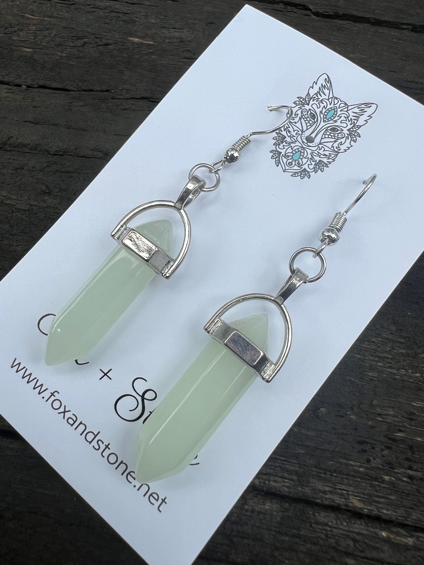 Soft Jade Gemstone Bullet Point Earrings