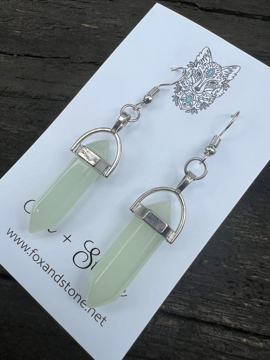 Soft Jade Gemstone Bullet Point Earrings