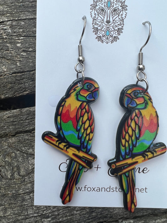 Stunning Resin Parrot Earrings