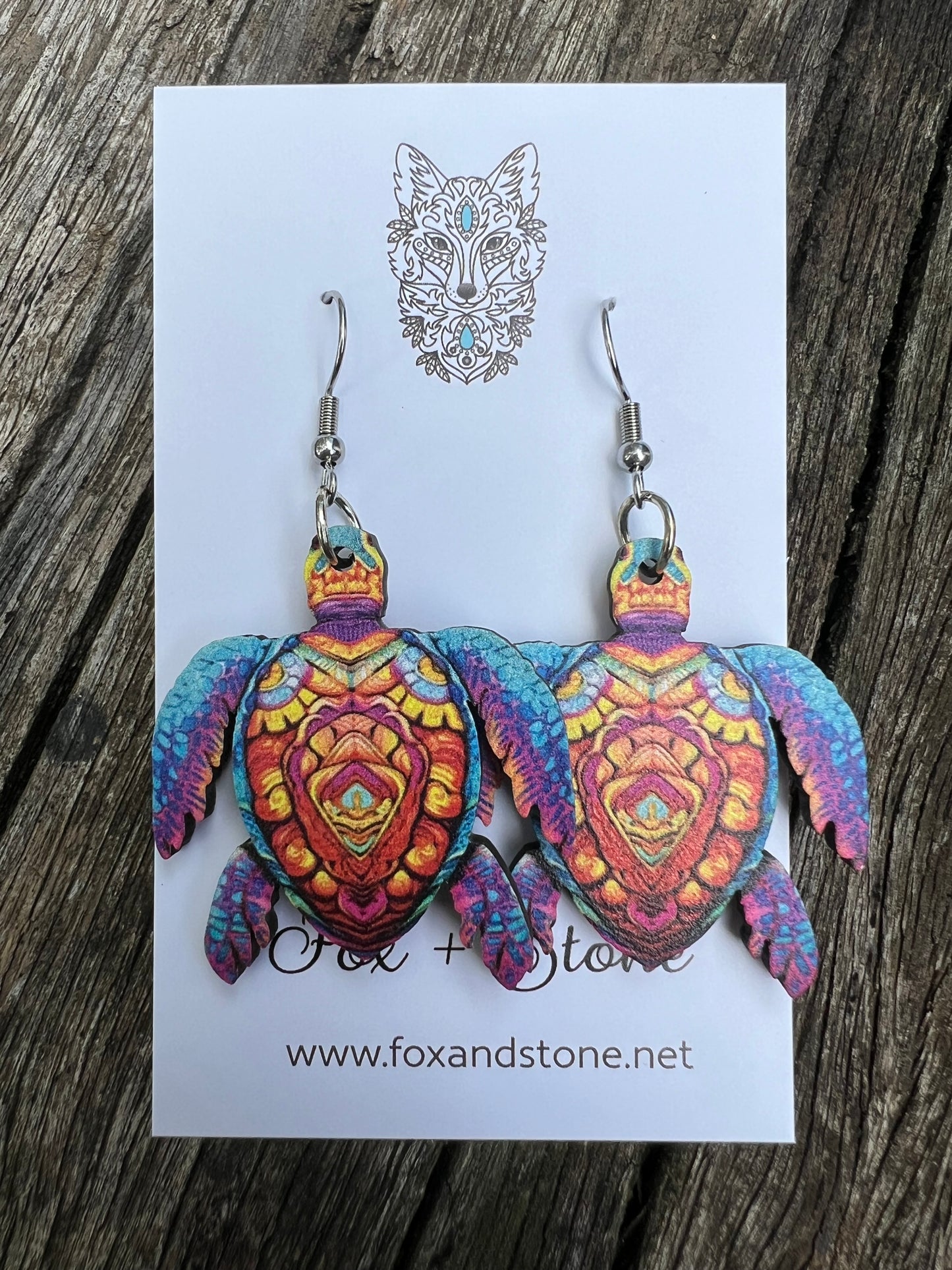 Pretty Lux Wood Turtle Earrings