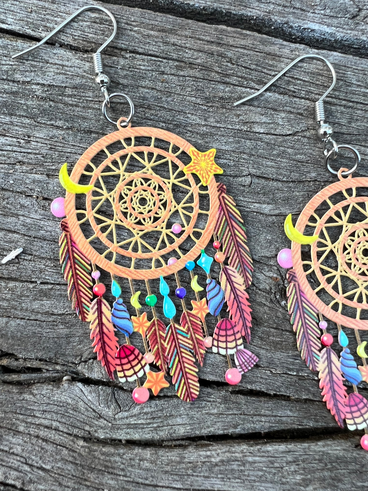 Sunrise Feather Dream Catcher Earrings