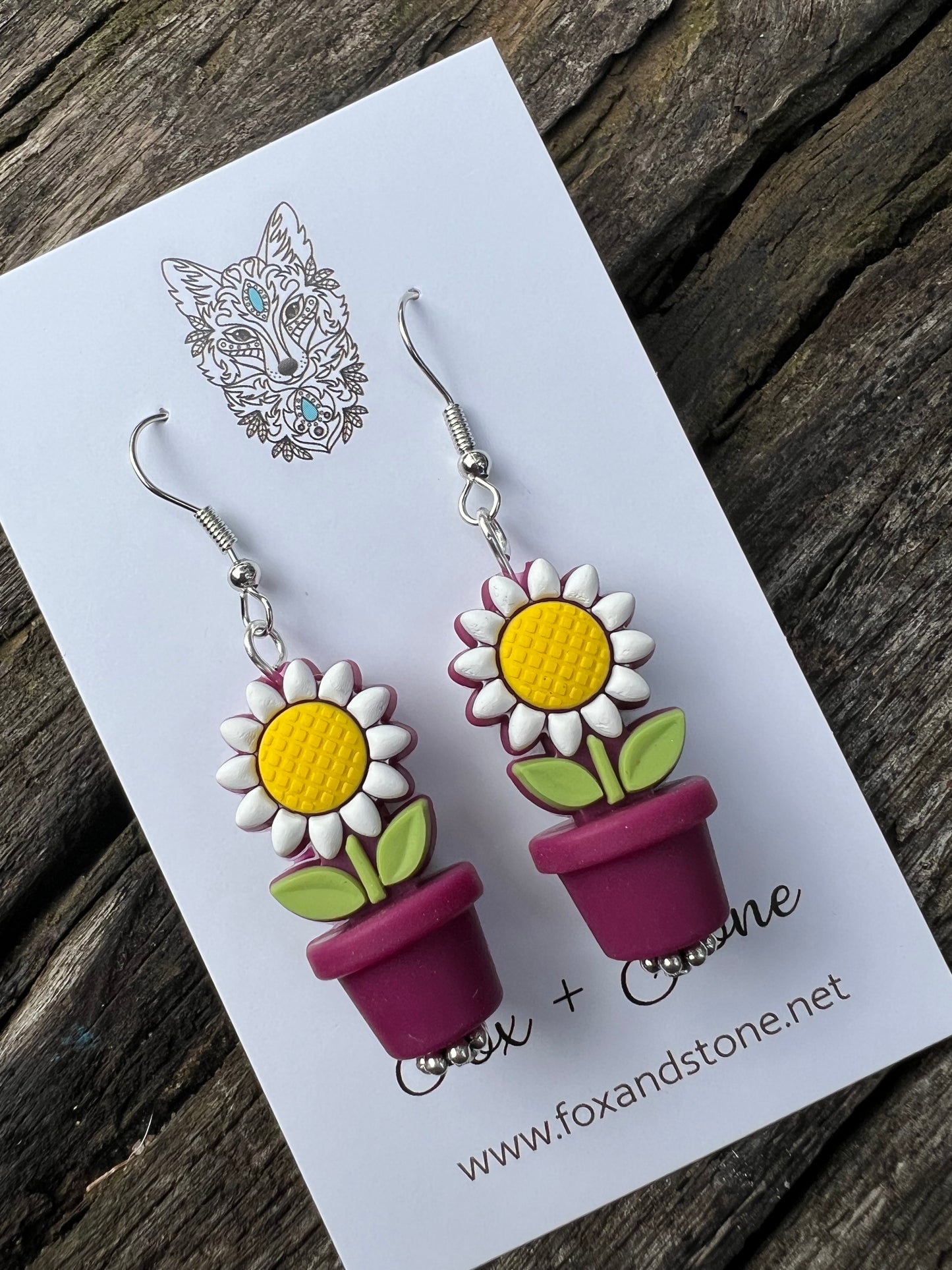 Sunflower in Plum Pots Earrings