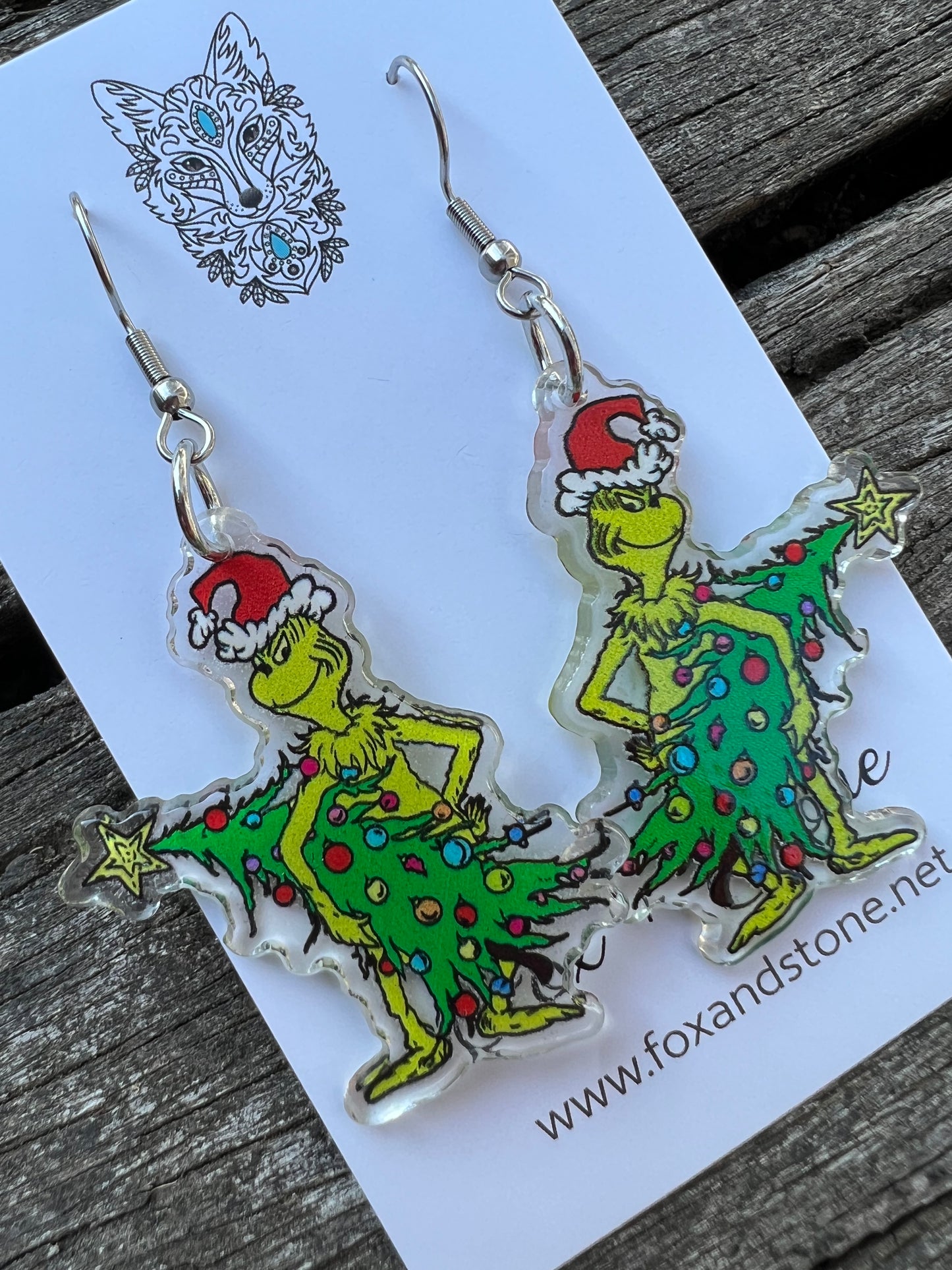Grinch Christmas Tree Earrings