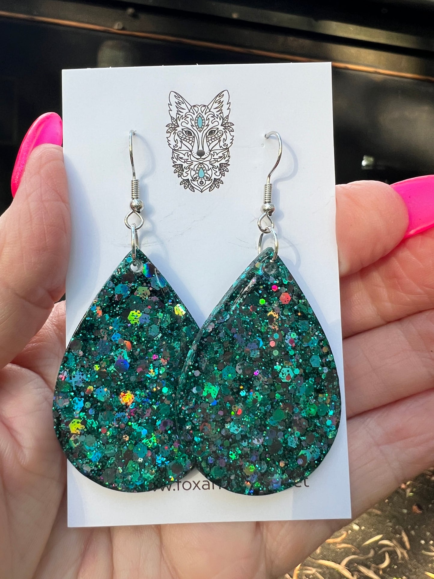 Emerald Isle Sparkled Glitter Resin Earrings