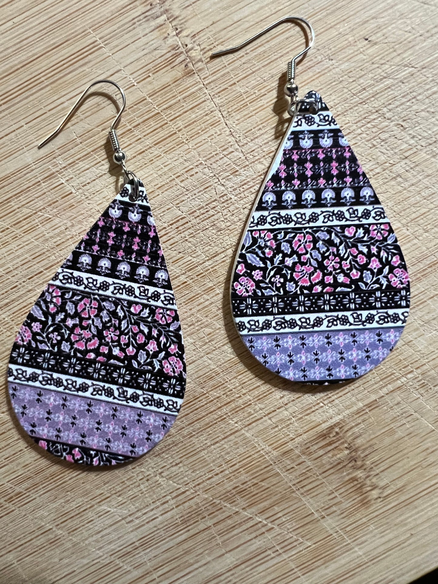 Floral Garden Wood Earrings