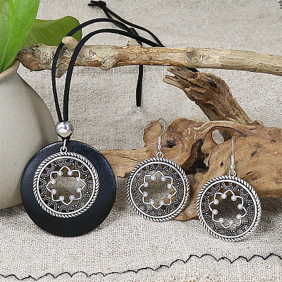 Boho Mandala Pendant Earring Set