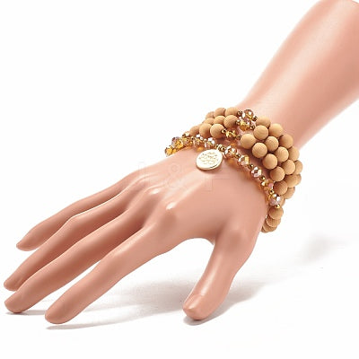 Natural Wood Czech Crystal Wrap Bracelet
