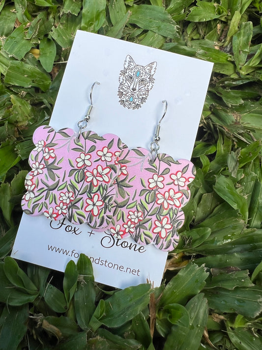 Pink Jaycinta Flower Earrings