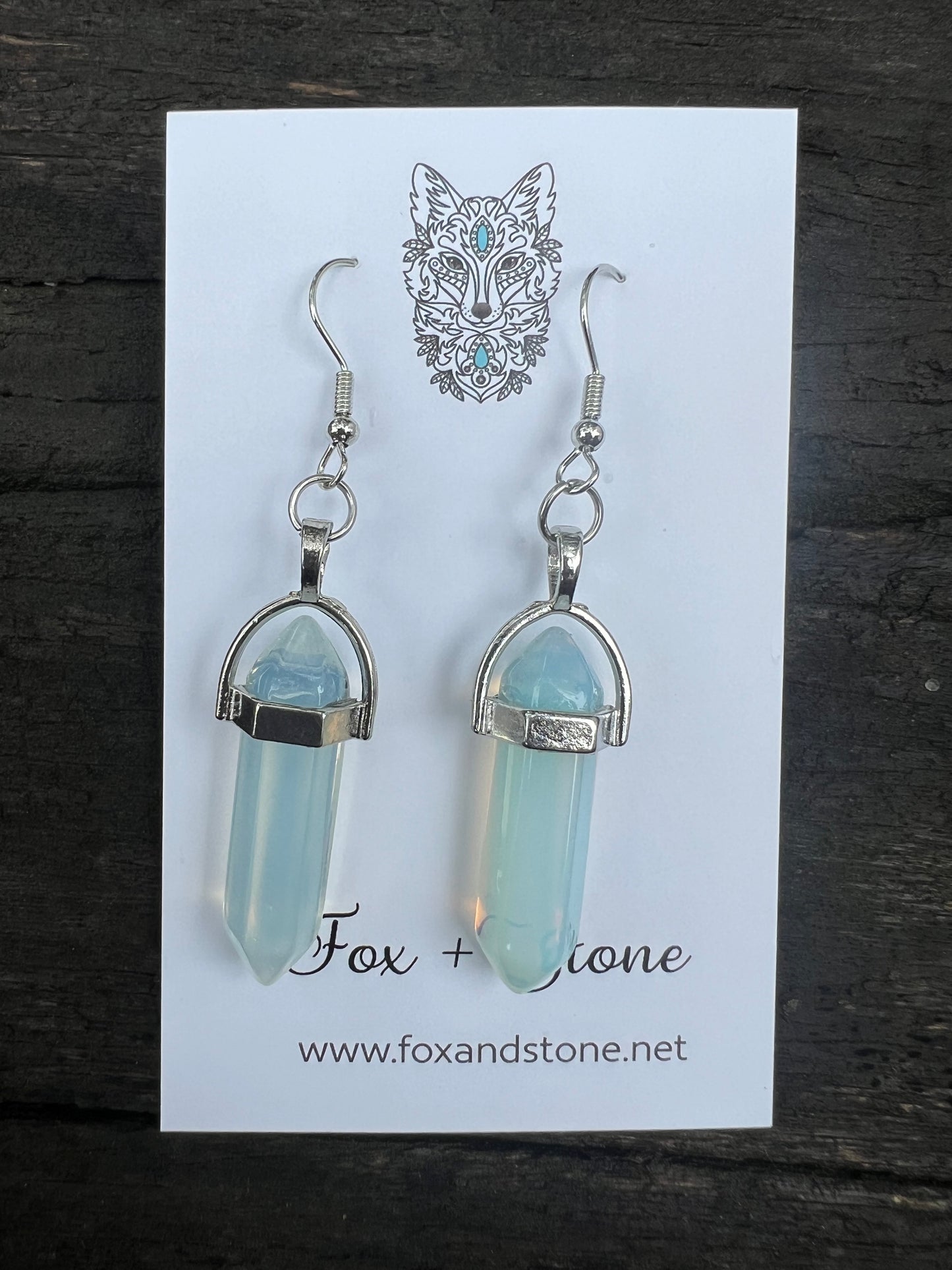 Opalite Gemstone Bullet Point Earrings