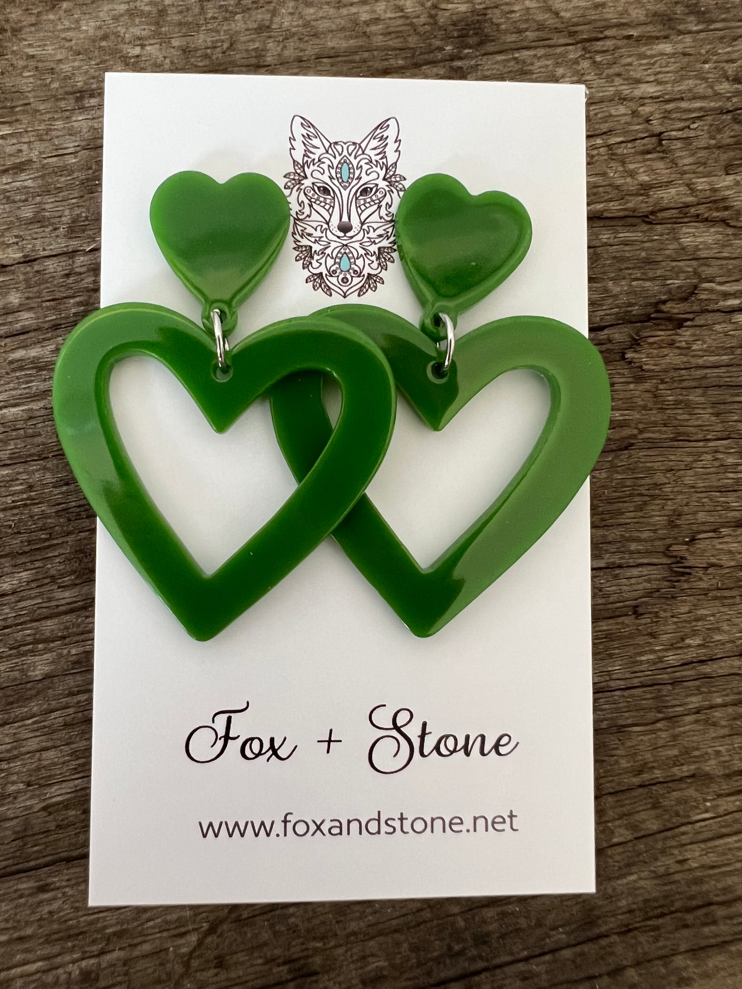 Heart To Heart Green Earrings