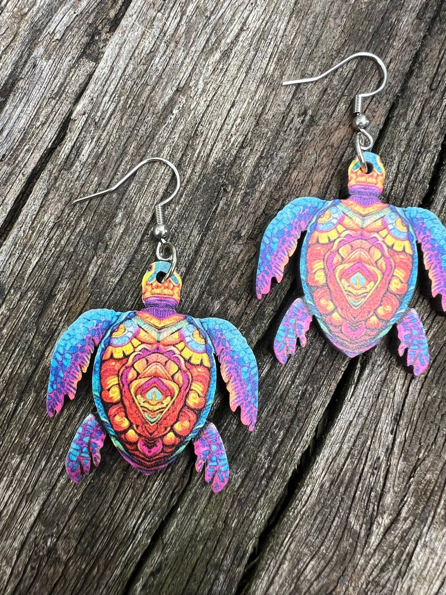 Pretty Lux Wood Turtle Earrings