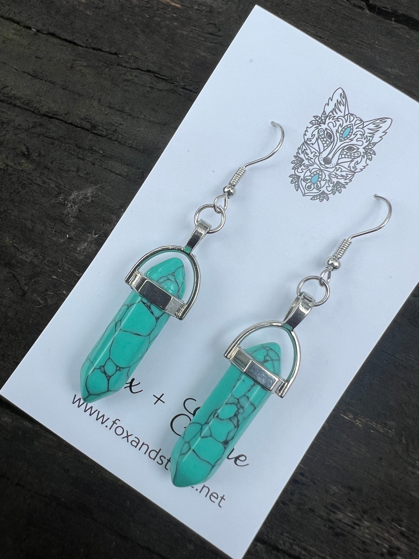 Turquoise Gemstone Bullet Point Earrings