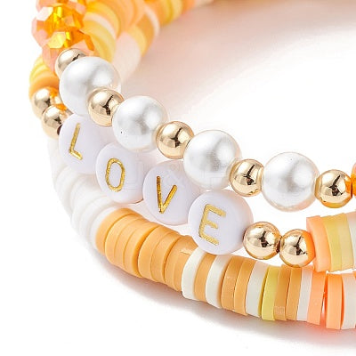 Love Polymer Clay Heishi Bracelet Set
