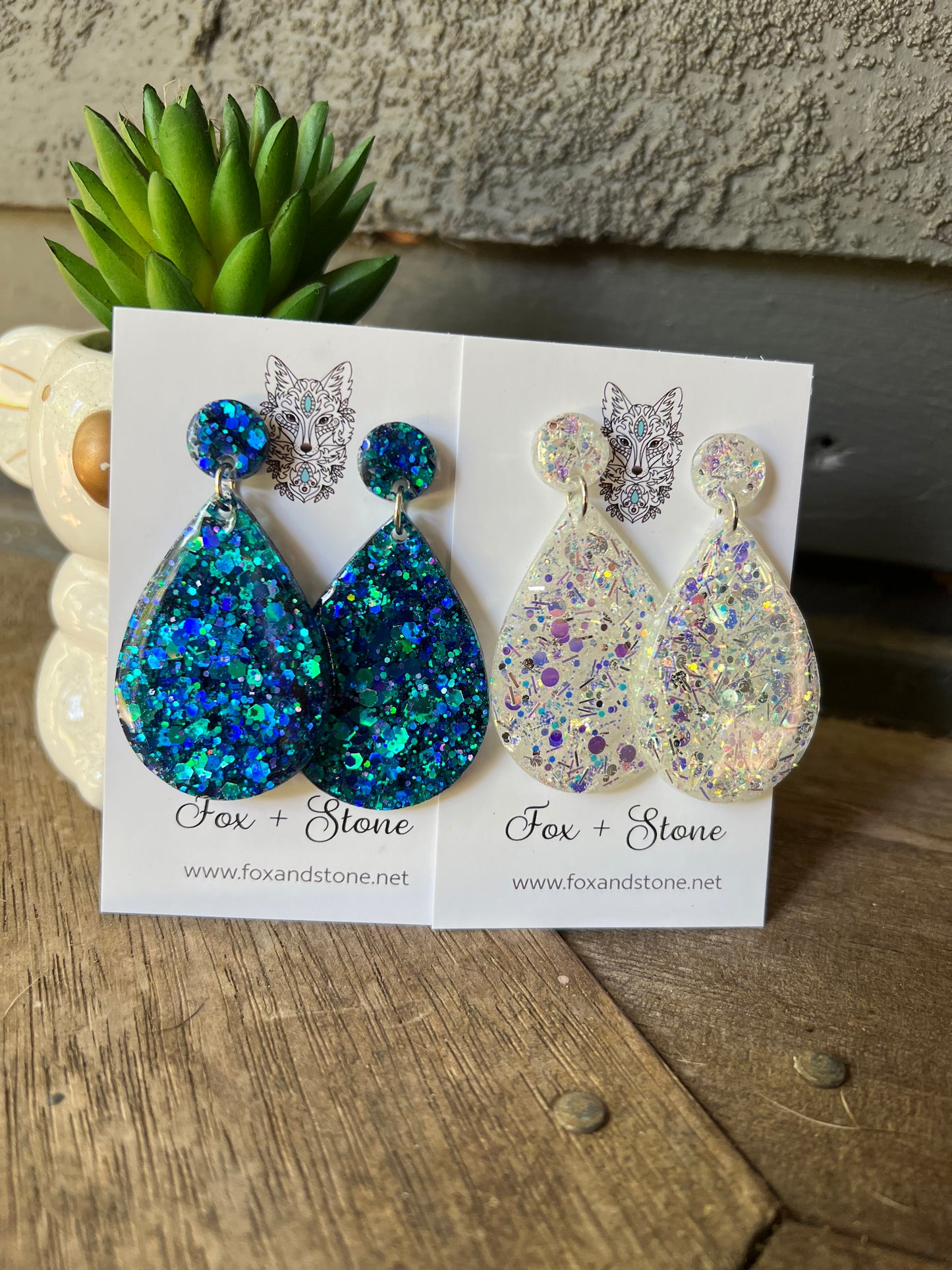 Bombay Blue Glitter Delights Resin Earrings