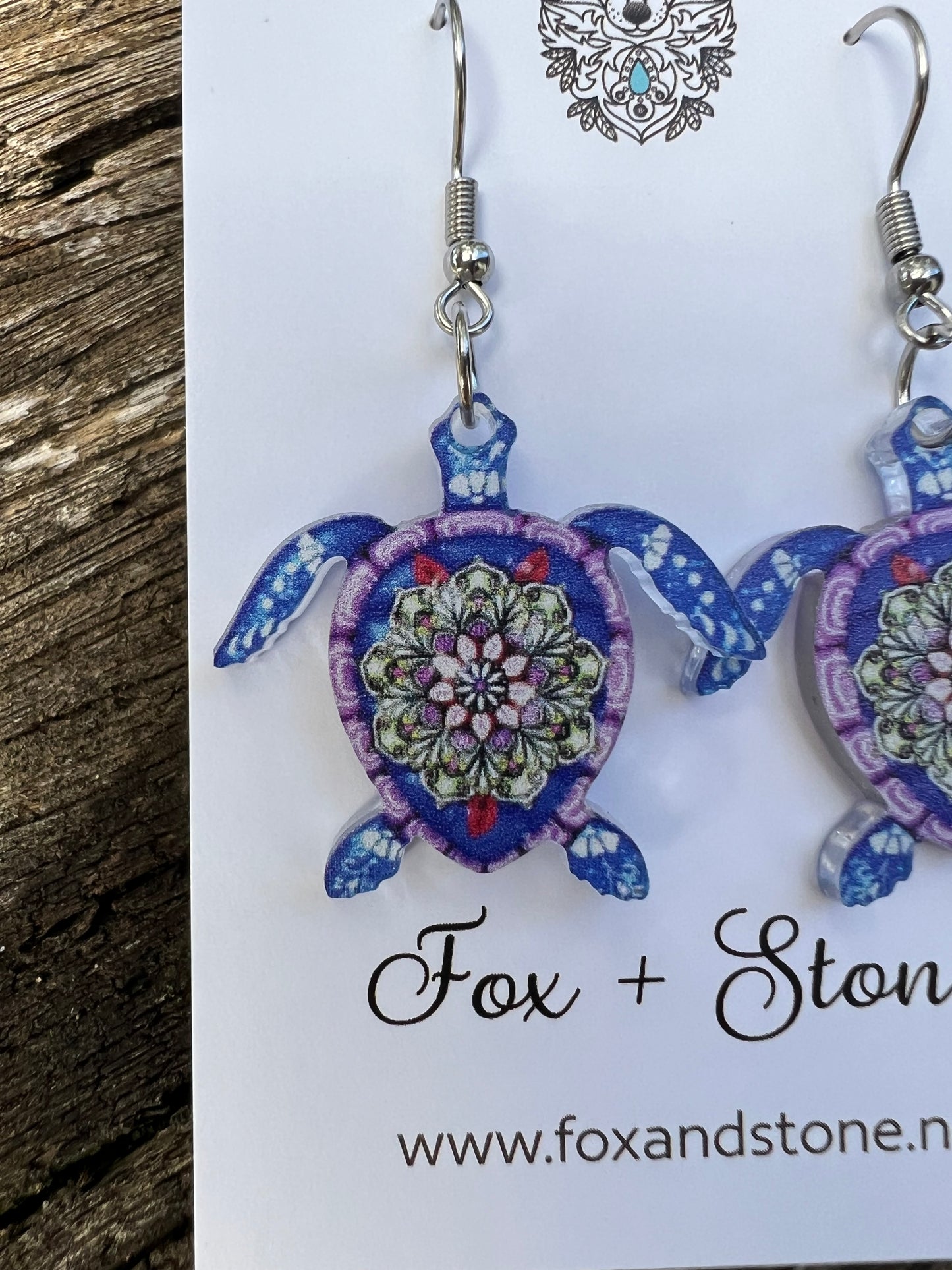 Beautiful Petite Purple Turtle Earrings