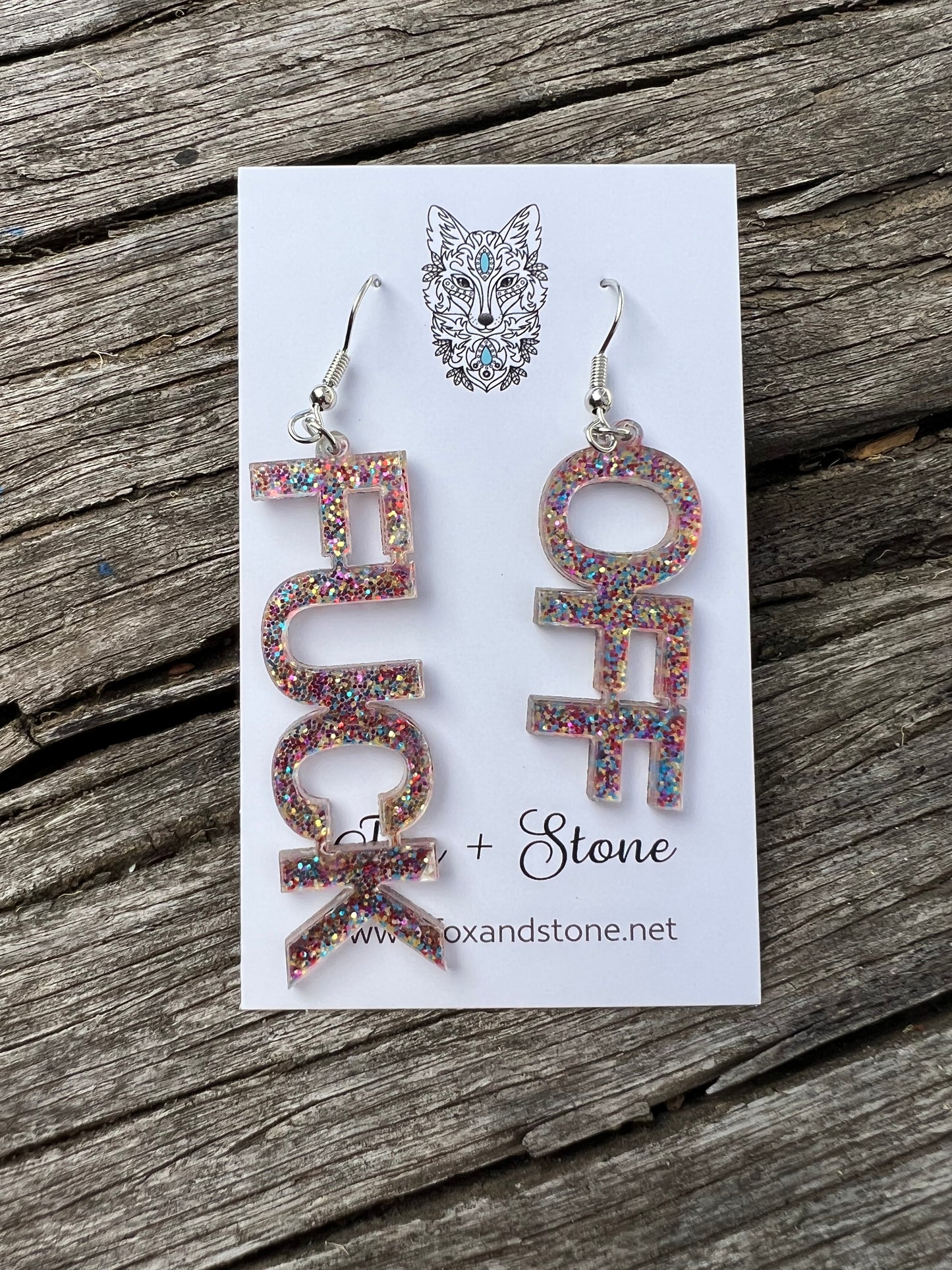 Confetti “F” Off Dangle Earrings