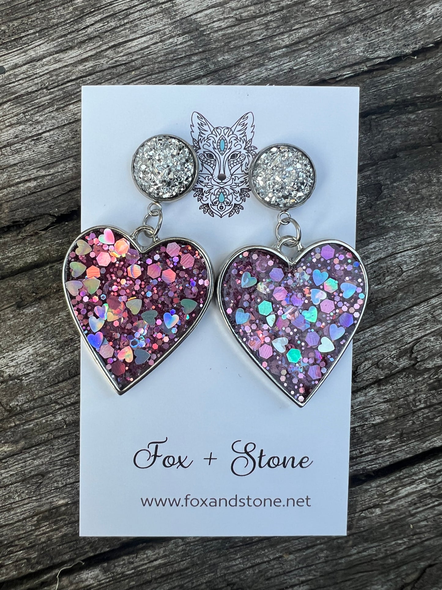Heart Glitter Stud Statement Earrings
