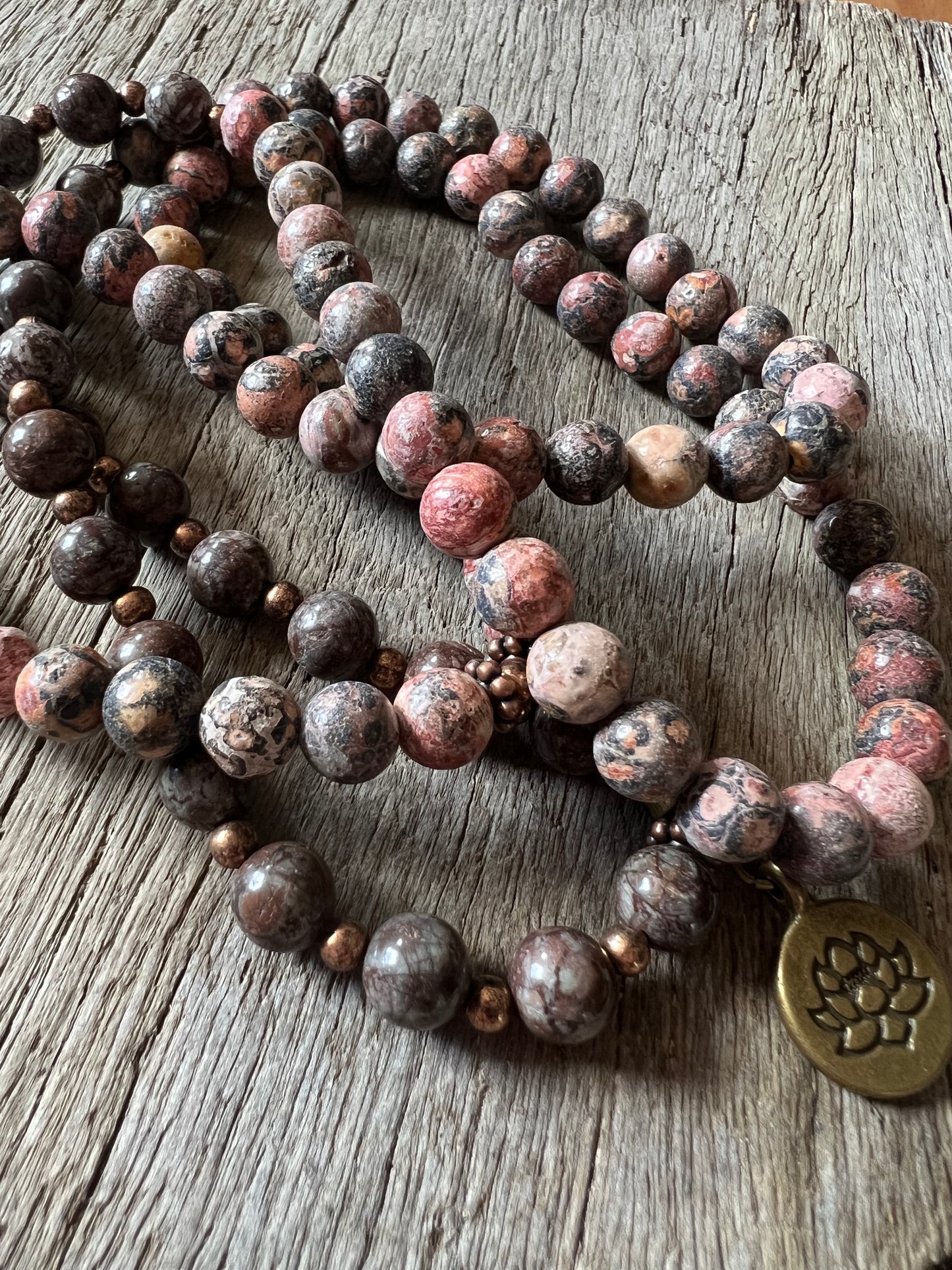 Leopard Jasper Gemstone Beaded Mala