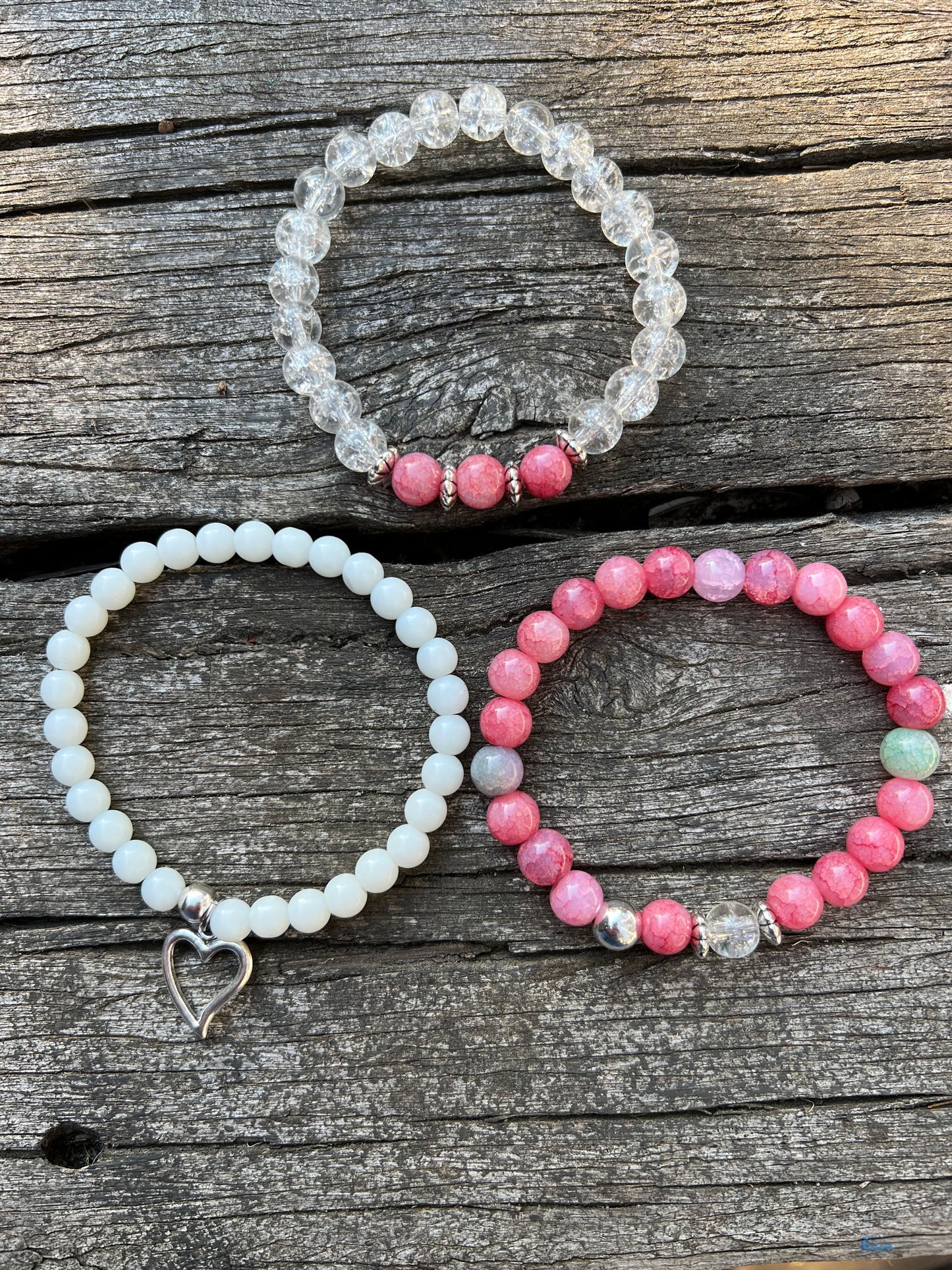 Poppy Heart Triple Bracelet Stack
