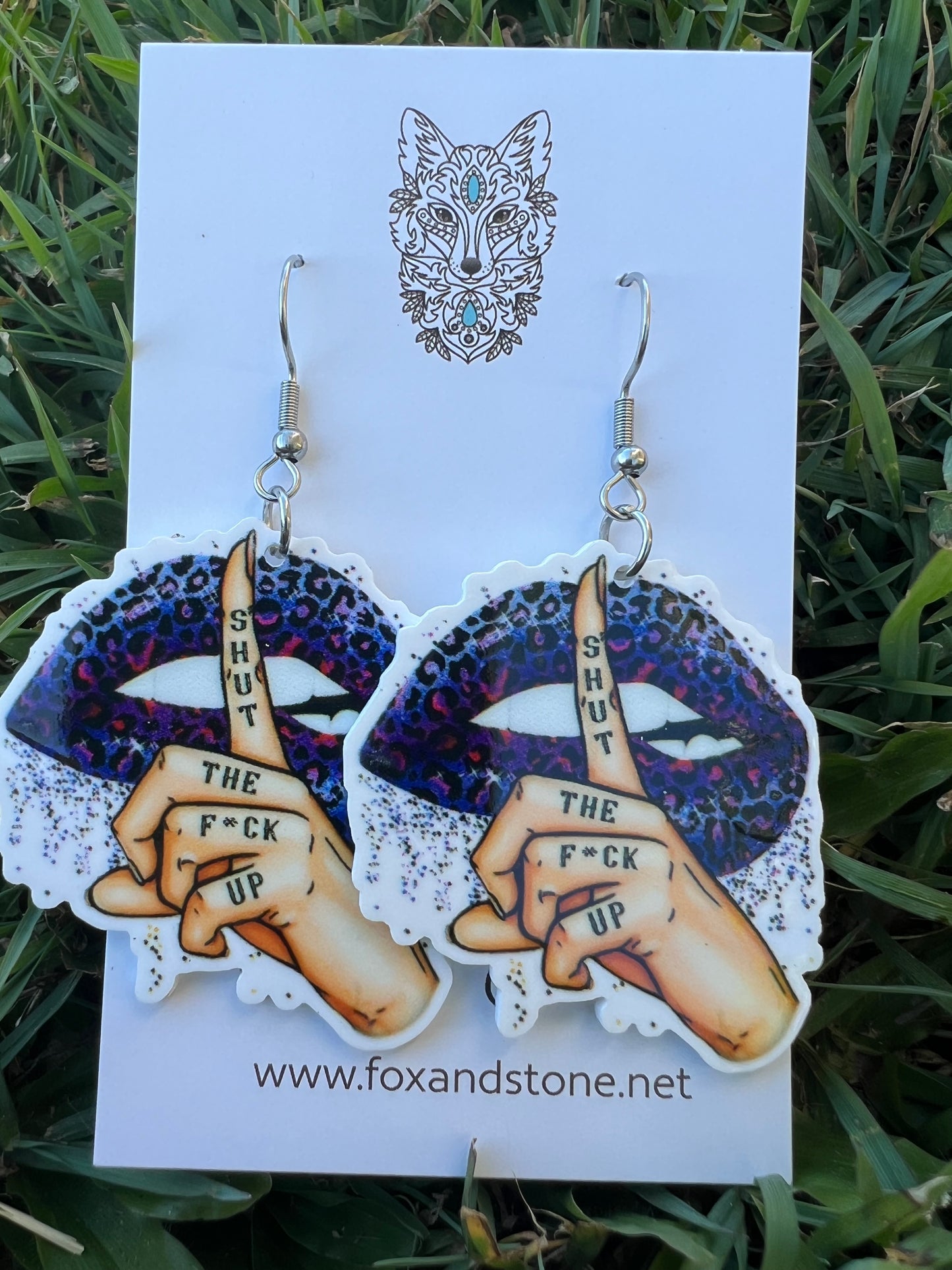 Shut The F#ck Up Purple Kiss Earrings