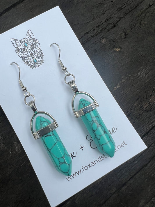 Turquoise Gemstone Bullet Point Earrings
