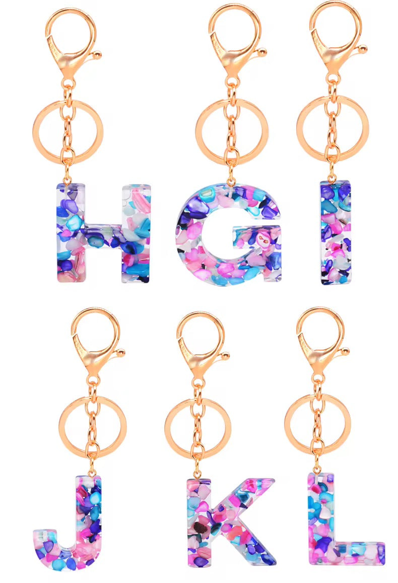 Pretty Resin Initial Keychain
